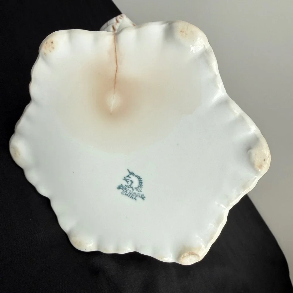 Vintage White‎ Porcelain Gold Gilt Creamer Pitcher HPF Gosser Horse Mark Chippy